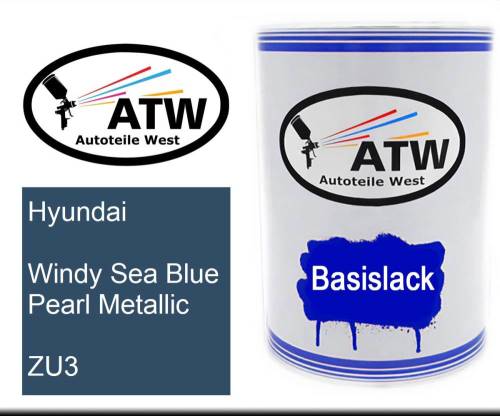 Hyundai, Windy Sea Blue Pearl Metallic, ZU3: 500ml Lackdose, von ATW Autoteile West.